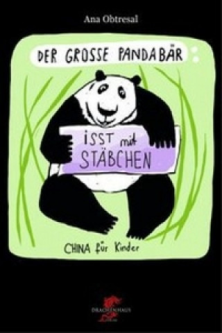 Der große Panda isst mit Stäbchen