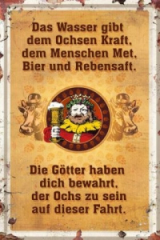 Blechschild 'Ochs und Mensch