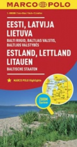 MARCO POLO Karte Lďż˝nderkarte Estland, Lettland, Litauen, Baltische Staaten 1: 800 000. Estonie, Lettonie, Lituanie, Pays Baltes. Estonia, Lativia, Lit