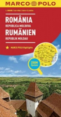 MARCO POLO Länderkarte Rumänien, Republik Moldau 1:800 000. Romania, Repubilca Moldova. Romania, Republic of Moldova. Roumanie, République Moldavie