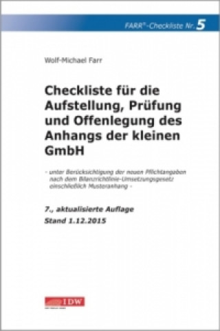 Checkliste für die Aufstellung, Prüfung und Offenlegung des Anhangs der kleinen GmbH