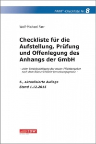 Checkliste für die Aufstellung, Prüfung und Offenlegung des Anhangs der GmbH