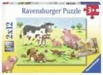 Ravensburger Kinderpuzzle - 07590 Glückliche Tierfamilien - Puzzle für Kinder ab 3 Jahren, mit 2x12 Teilen