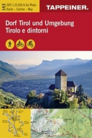 Wanderkarte Dorf Tirol und Umgebung. Cartina escursionistica Tirolo e dintorni