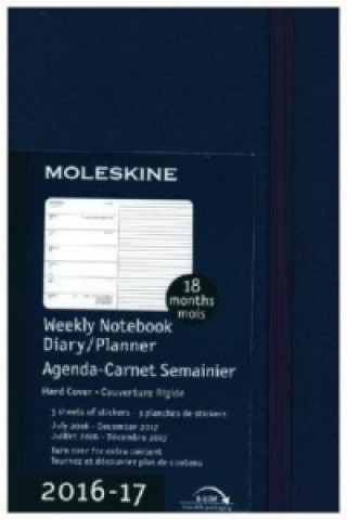 2017 Moleskine Steel Blue Pocket Weekly Notebook 18 Months Hard