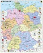 Stiefel Wandkarte Großformat Deutschland politisch mit Wappen