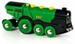 BRIO World 33593 Grüner Gustav elektrische Lok - Batterie-Lokomotive mit Licht & Sound - Kleinkinderspielzeug empfohlen ab 3 Jahren