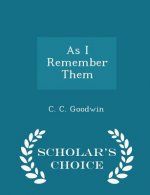 As I Remember Them - Scholar's Choice Edition