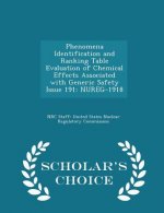 Phenomena Identification and Ranking Table Evaluation of Chemical Effects Associated with Generic Safety Issue 191