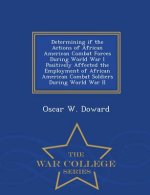Determining If the Actions of African American Combat Forces During World War I Positively Affected the Employment of African American Combat Soldiers