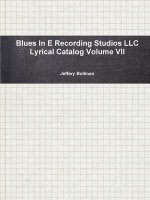 Blues in E Recording Studios Llc Lyrical Catalog Volume VII