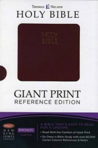 NKJV, Reference Bible, Giant Print, Imitation Leather, Burgundy, Red Letter Edition