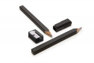 Black Pencil Set With Cap And Sharpener