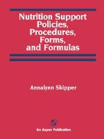 Nutrition Support Policies, Procedures, Forms and Formulas
