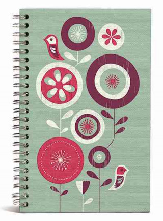 Flower and Birds Spiral Canvas Notebook