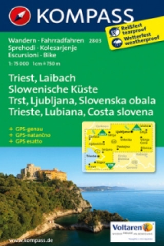 Kompass Karte Triest, Laibach, Slowenische Küste. Trst, Ljubljana, Slovenska obala. Trieste, Lubiana, Costa slovena .