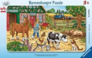 Ravensburger Kinderpuzzle - 06035 Glückliches Bauernhofleben - Rahmenpuzzle für Kinder ab 3 Jahren, mit 15 Teilen