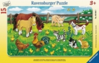 Ravensburger Kinderpuzzle - 06046 Bauernhoftiere auf der Wiese - Rahmenpuzzle fďż˝r Kinder ab 3 Jahren, mit 15 Teilen
