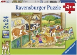 Ravensburger Kinderpuzzle - 09195 Fröhliches Landleben - Puzzle für Kinder ab 4 Jahren, mit 2x24 Teilen