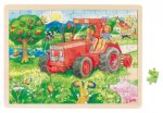 Dřevěné puzzle Traktor 96 dílků