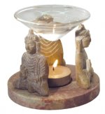 Aromalampe 3 Buddhas Speckstein 10 x 9 cm