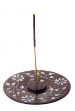 Blume Black Stone graviert 10 cm, Räucherstäbchenhalter