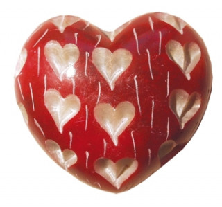 Herz Heart rot 6 x 6 cm, Speckstein