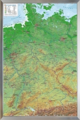 Deutschland, Reliefkarte, Klein, mit Kunststoffrahmen. Germany