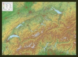 Schweiz, Reliefkarte, Groß, m. Holzrahmen. Switzerland