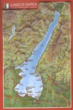 Gardasee, Reliefpostkarte. Lago di Garda. Lake Garda