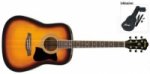 Ibanez Akustik Jam Pack mit Westerngitarre, Tasche, Gurt, Tuner, Picks und Displaykarton in Vintage Sunburst