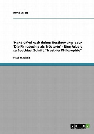 'Handle frei nach deiner Bestimmung' oder 'Die Philosophie als Troesterin' - Eine Arbeit zu Boethius' Schrift Trost der Philosophie