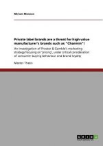 Private label brands are a threat for high value manufacturer's brands such as 
