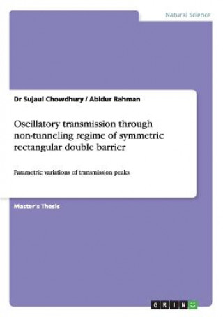 Oscillatory transmission through non-tunneling regime of symmetric rectangular double barrier
