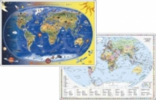 Kinderweltkarte / Staaten der Erde mit Flaggenrand, DUO-Schreibunterlage