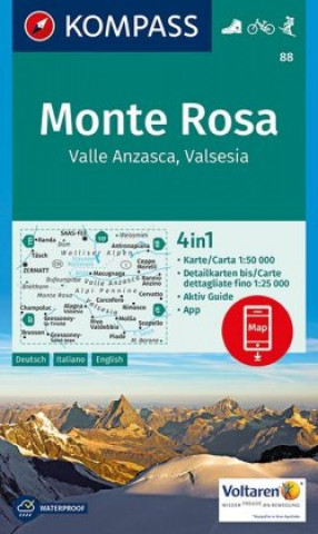 KOMPASS Wanderkarte Monte Rosa, Valle Anzasca, Valsesia
