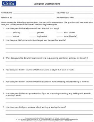CSBS (TM) Record Forms and Caregiver Questionnaires