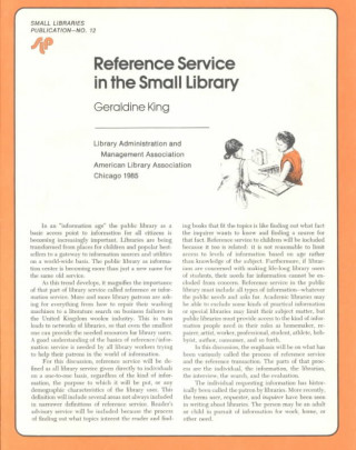 Reference Service in the Small Library