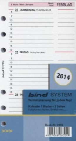 Systemplaner A6, Einlagenblätter Kalender (Nr.B-2602) 2014