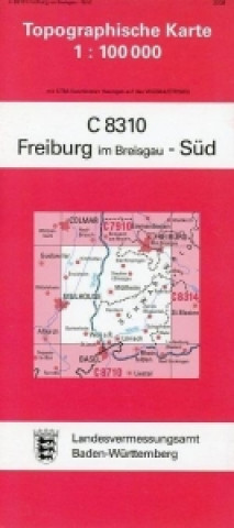 Topographische Karte Baden-Württemberg Freiburg / Süd