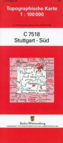 Topographische Karte Baden-Württemberg Stuttgart / Süd