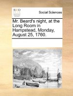 Mr. Beard's Night, at the Long Room in Hampstead, Monday, August 25, 1760.