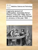 Genuine Account of Earthquakes, Especially That at Oxford, in the Year 1695; And of Another Terrible One at Port-Royal, in Jamaica, in the Year 1692.