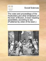 Votes and Proceedings of the Freeholders and Other Inhabitants of the Town of Boston, in Town Meeting Assembled, According to Law. (Published by Order