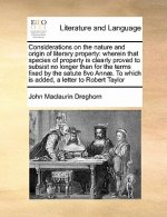 Considerations on the Nature and Origin of Literary Property