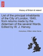 List of the Principal Inhabitants of the City of London, 1640, from Returns Made by the Aldermen of the Several Wards. Edited by W. J. Harvey.