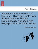 Selections from the Works of the British Classical Poets from Shakespeare to Shelley. Systematically Arranged with Biographical and Critical Notices.