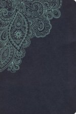 NKJV, Reference Bible, Compact, Large Print, Imitation Leather, Navy, Red Letter Edition