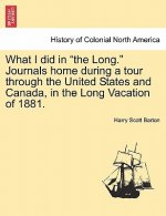 What I Did in the Long. Journals Home During a Tour Through the United States and Canada, in the Long Vacation of 1881.