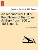 Alphabetical List of the Officers of the Royal Artillery from 1800 to 1851. No. 1.